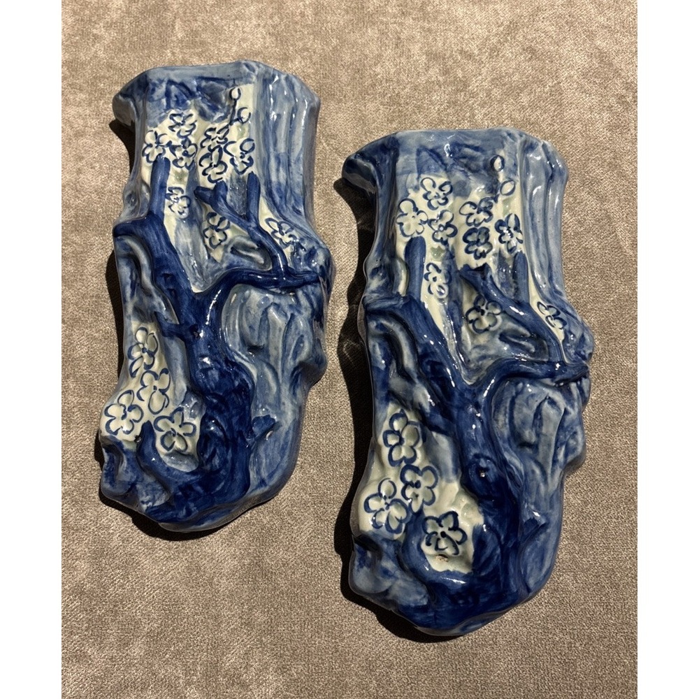 Cedar Creek Ironside Floral Blue Calico/Cobalt White Wall Pocket/ Set Of 2